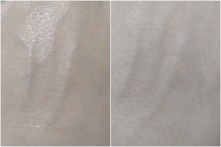 Apenas a Solução de Vitamina C à esquerda e com o hidratante à direita.